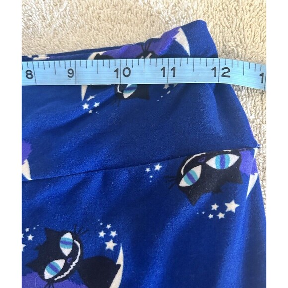 Lula Roe One Size Blue Smiling Cat Sitting On The Moon Leggings Sleepwear - Picture 8 of 10